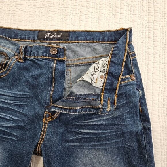 True Luck Jeans Men's 36x32 Straight Leg Embroidered Contrast Stitch EUC Y2K - Picture 15 of 16